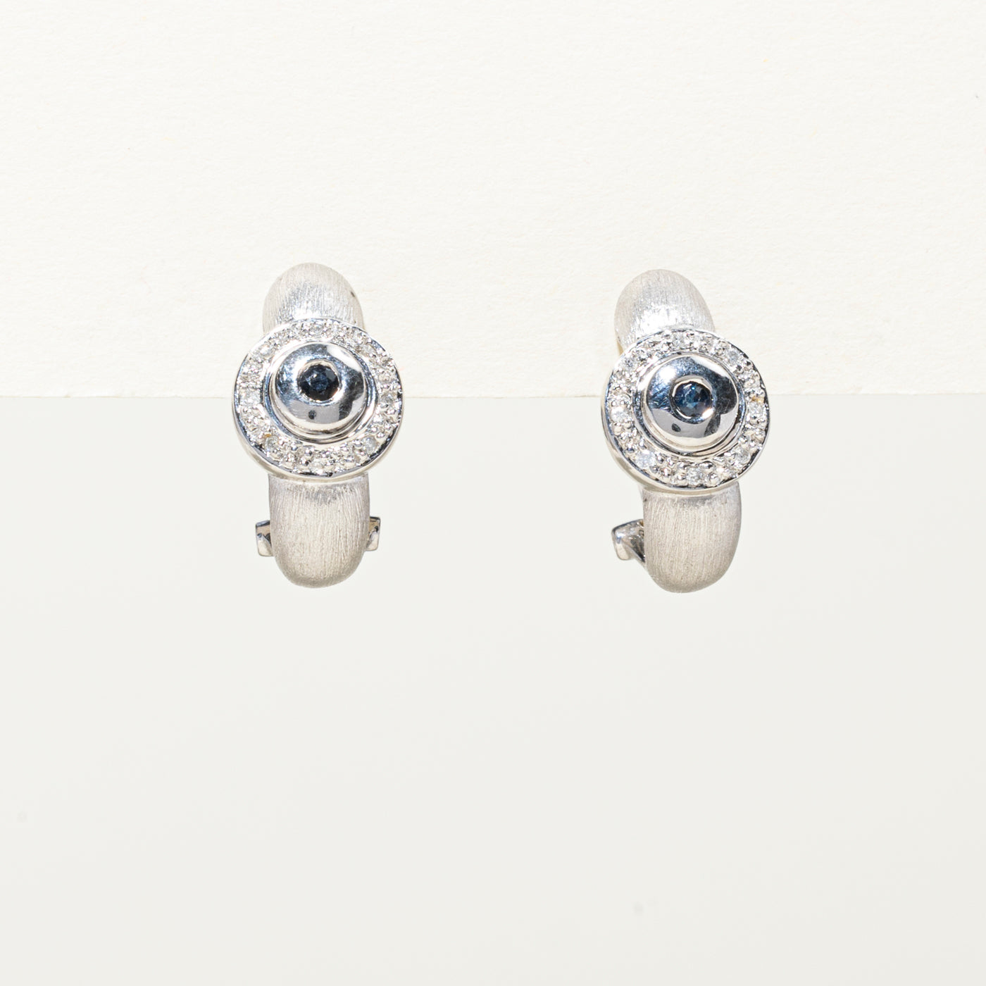 Diamond & Sapphire Huggie Earrings | 0.12ctw | 0.11ctw