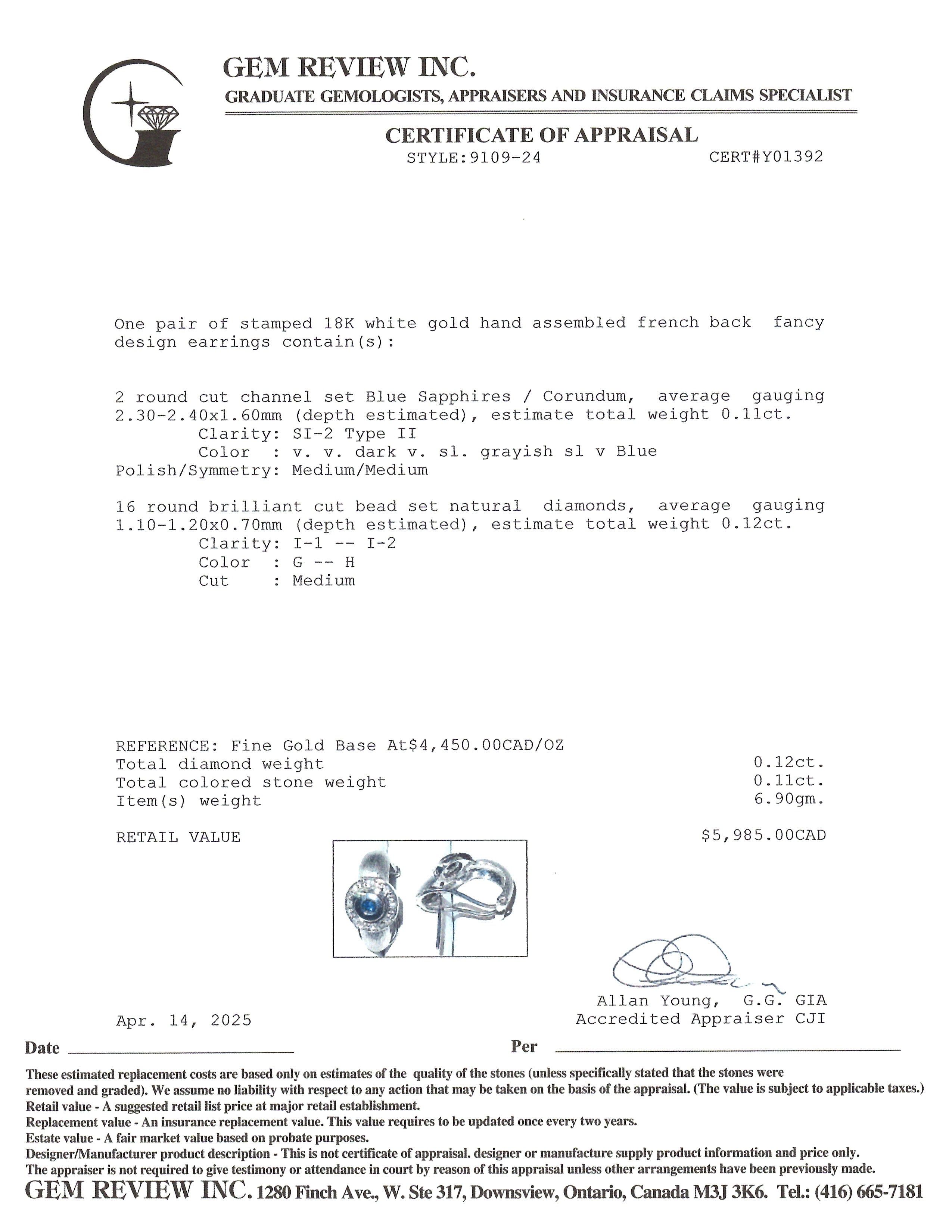 Diamond & Sapphire Huggie Earrings | 0.12ctw | 0.11ctw