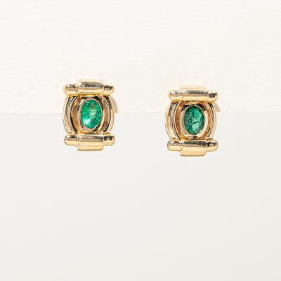 Bezel Set Emerald Stud Earrings | 0.98ctw