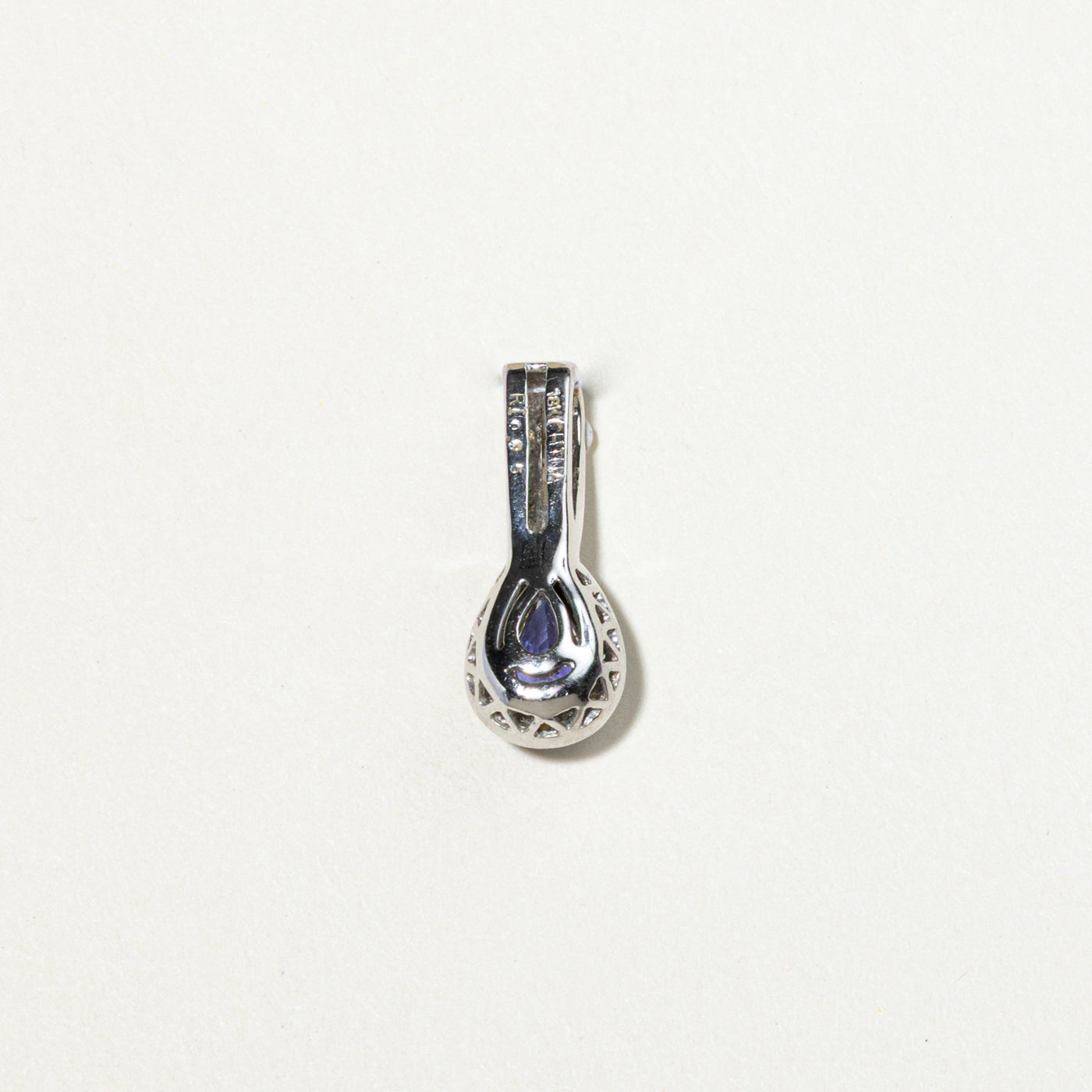 Pear Cut Tanznaite & Diamond Halo Drop Pendant | 0.85ct, 0.18ctw