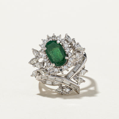 Emerald & Diamond Petal Cocktail Ring | 1.14ct, 1.65ctw | SZ 7