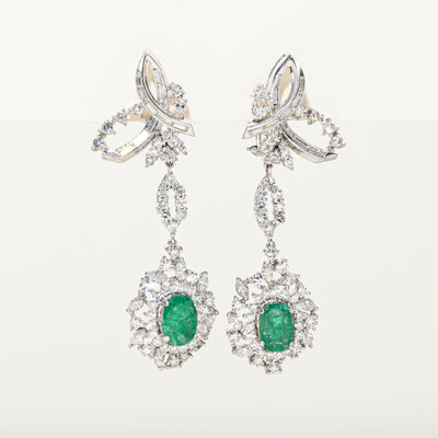 Emerald & Diamond Drop Earrings | 2.18ctw, 4.01ctw