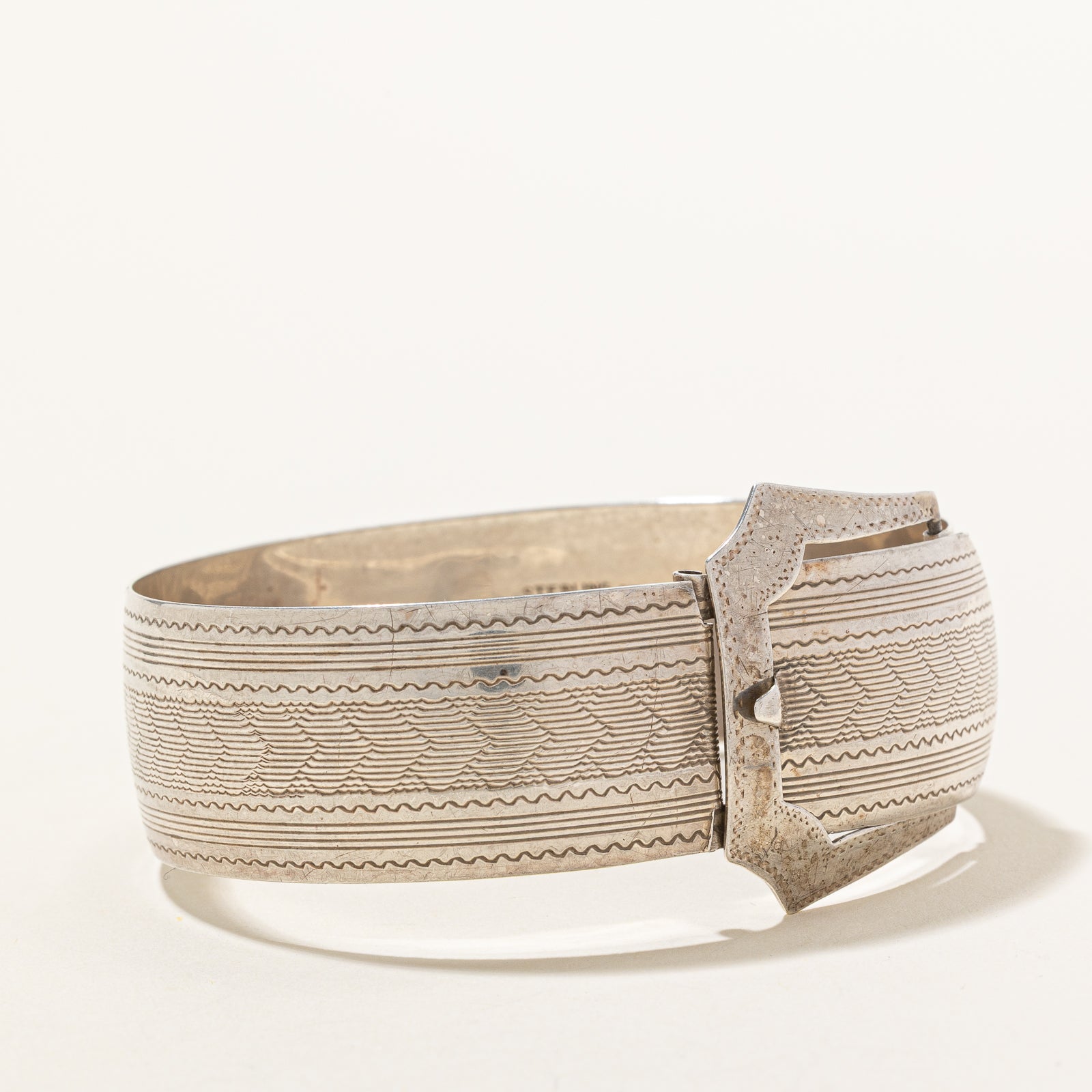 'Birks' Sterling Silver Silver Buckle Cuff Bracelet | 7"