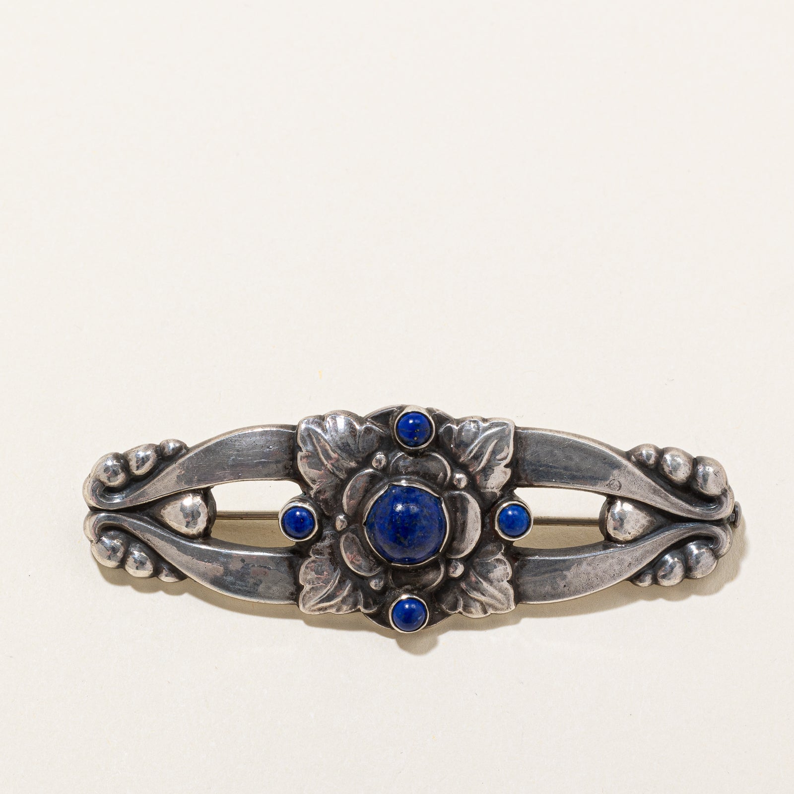 Broche florale lapis-lazuli 'Georg Jensen' | 4,08 ct