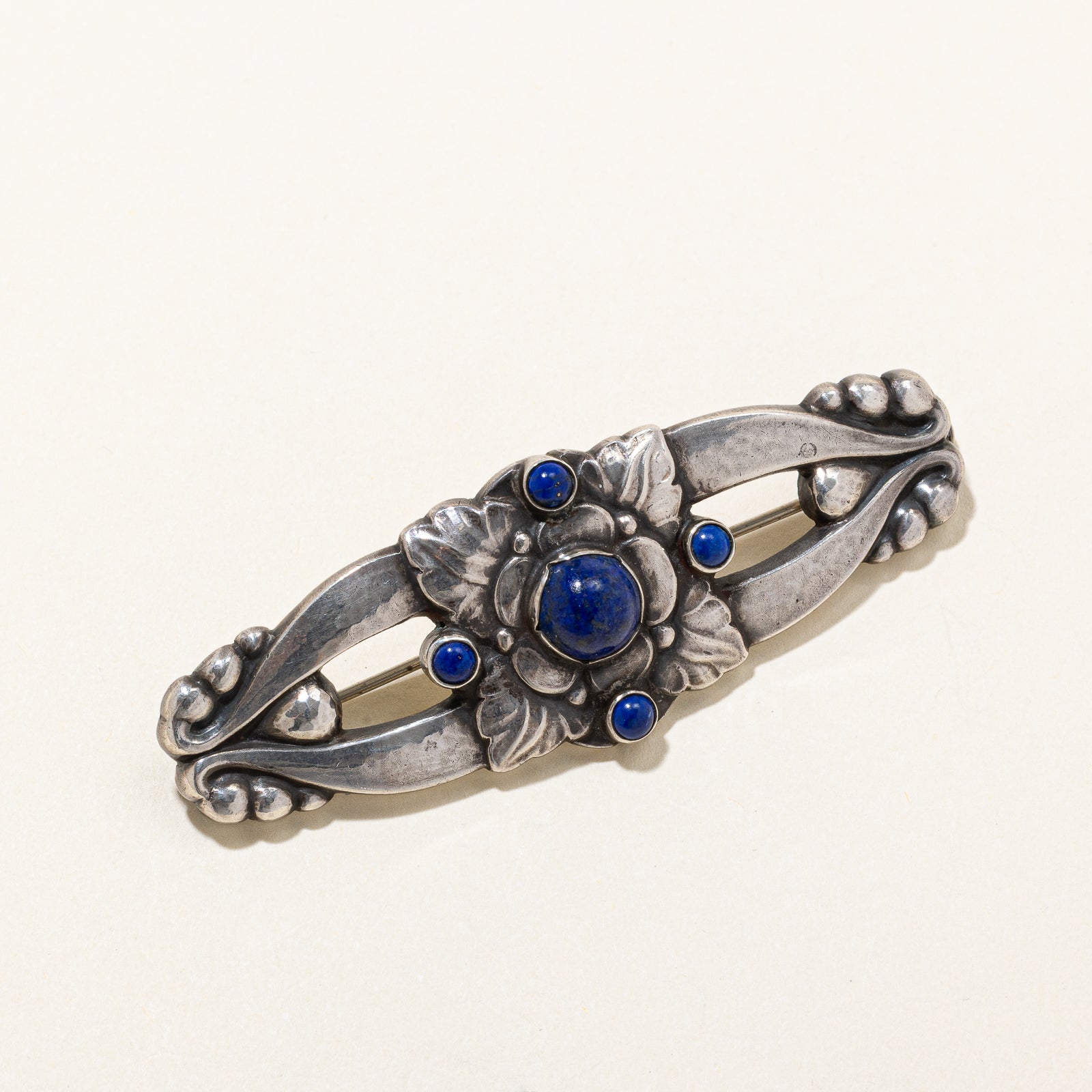 Broche florale lapis-lazuli 'Georg Jensen' | 4,08 ct
