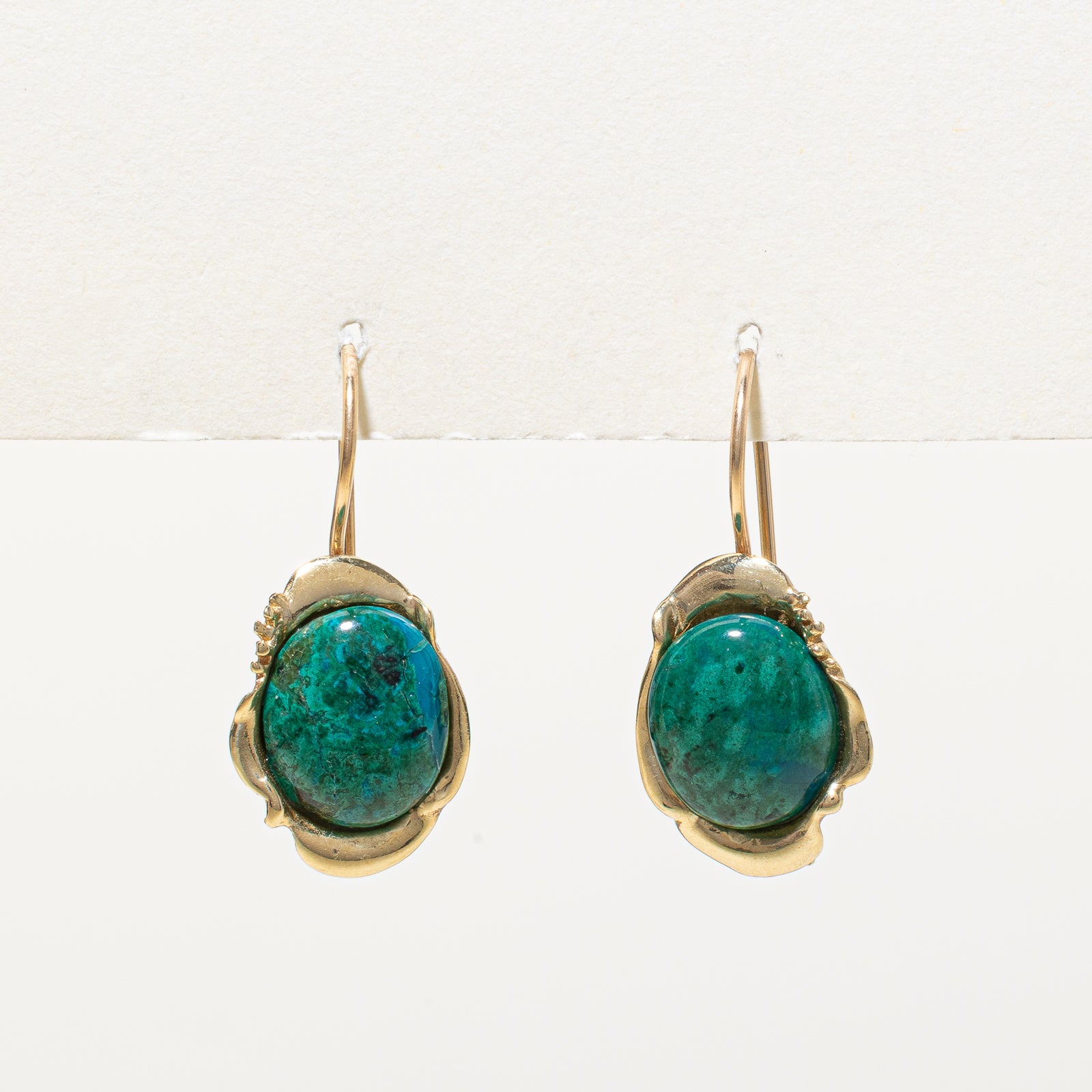 14K Chrysocolla Drop Earrings | 5.00ctw