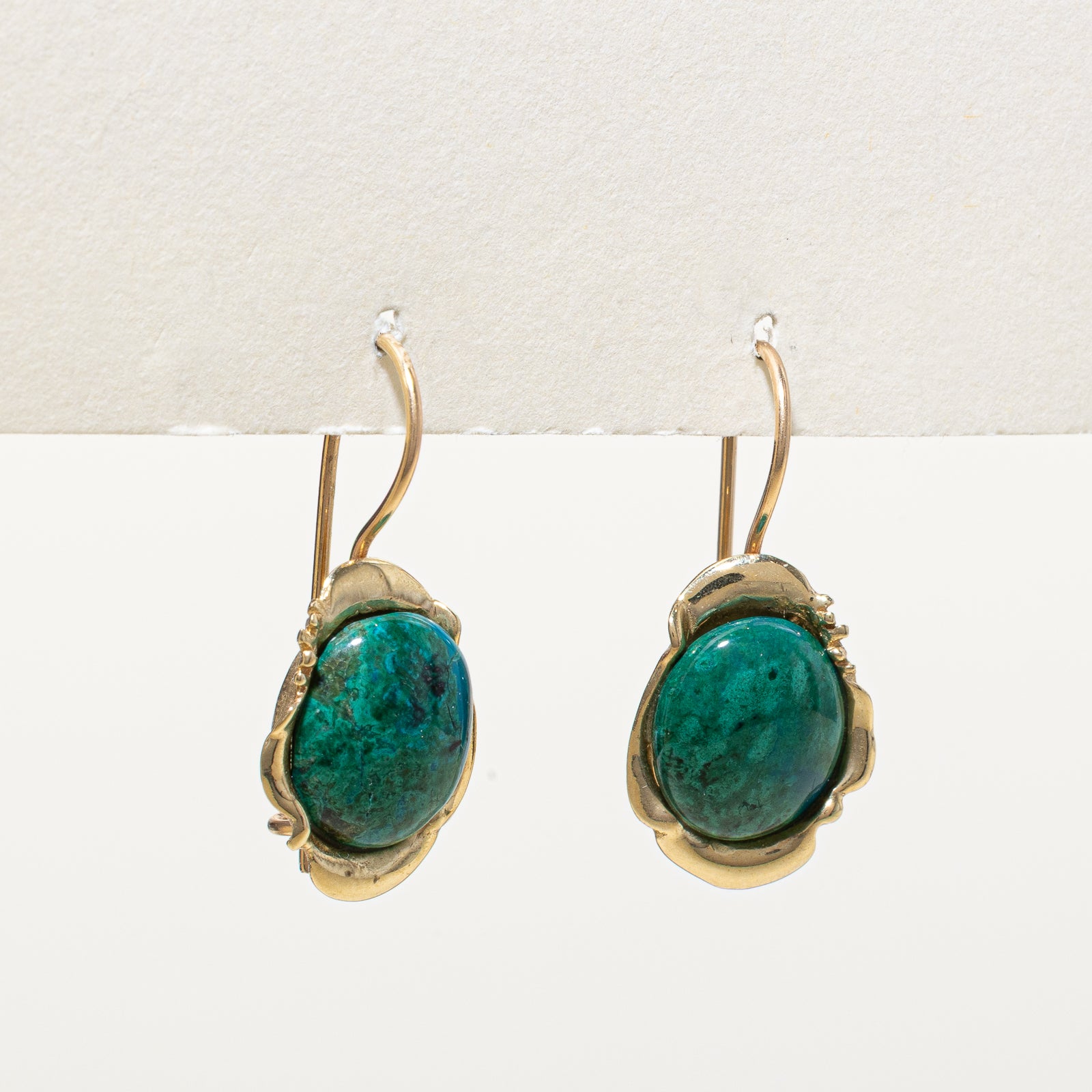 14K Chrysocolla Drop Earrings | 5.00ctw