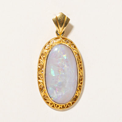 18K Oval Cabochon Opal Pendant | 14.09ct