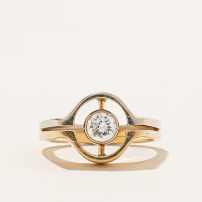 Two Tone Gold Bezel Set Diamond Open Ring | 0.50ct | SZ 6.5