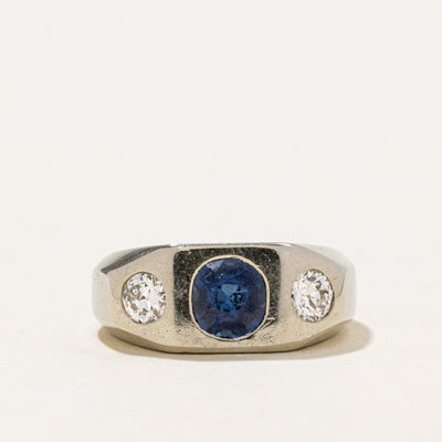 Flush Set Sapphire & Diamond Ring | 0.90ct | 0.40ctw | SZ 4.25