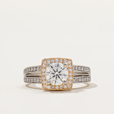 Diamond Halo Tapered Engagement Ring | 1.09ct SI1 H, 0.40ctw | SZ 7