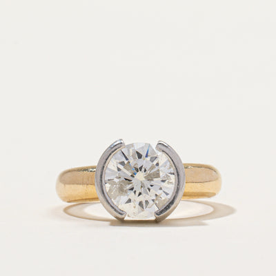 2.5ct+ Natural Diamond Semi Bezel Solitaire Engagement Ring | 2.54ct I2 J/K | SZ 5.5