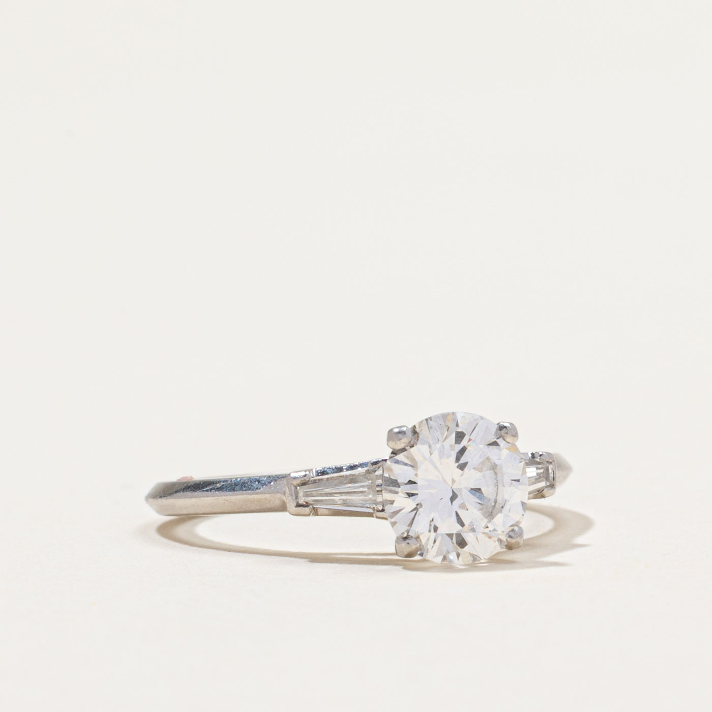 Platinum Diamond Engagement Ring | 1.00ct VS2 H, 0.14ctw | SZ 4.75