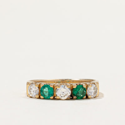 Five Stone Diamond & Emerald Ring | 0.54ctw | 0.36ctw | SZ 7