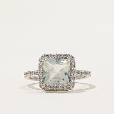 'Effy' Prasiolite & Diamond Halo Ring  | 2.15ct, 0.24ctw | SZ 7