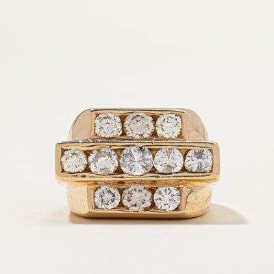 Channel Set Triple Row Diamond Cocktail Ring | 2.60ctw | SZ 7