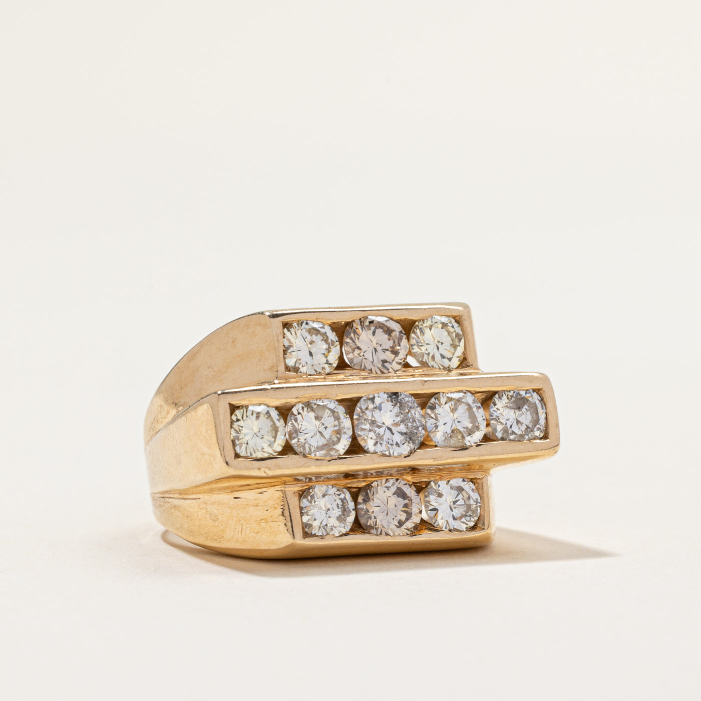 Channel Set Triple Row Diamond Cocktail Ring | 2.60ctw | SZ 7