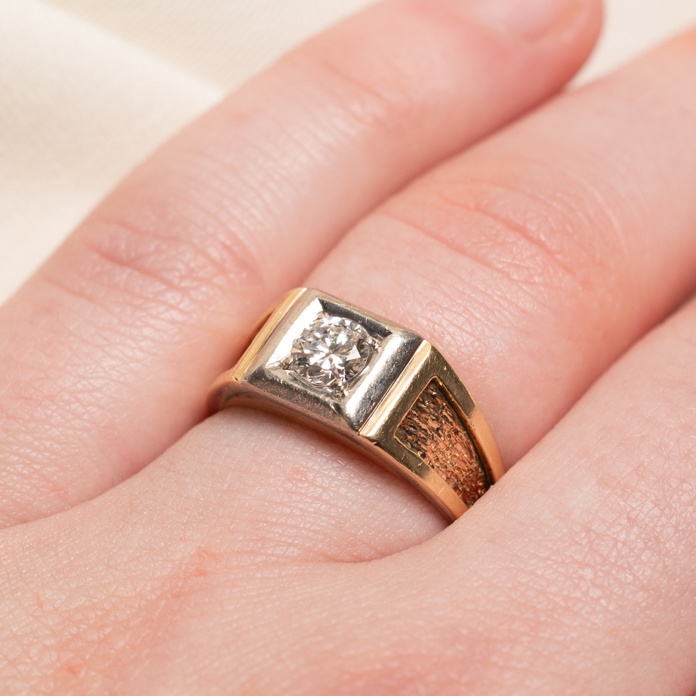 Solitaire Diamond Textured Ring | 0.50ct | SZ 5.75