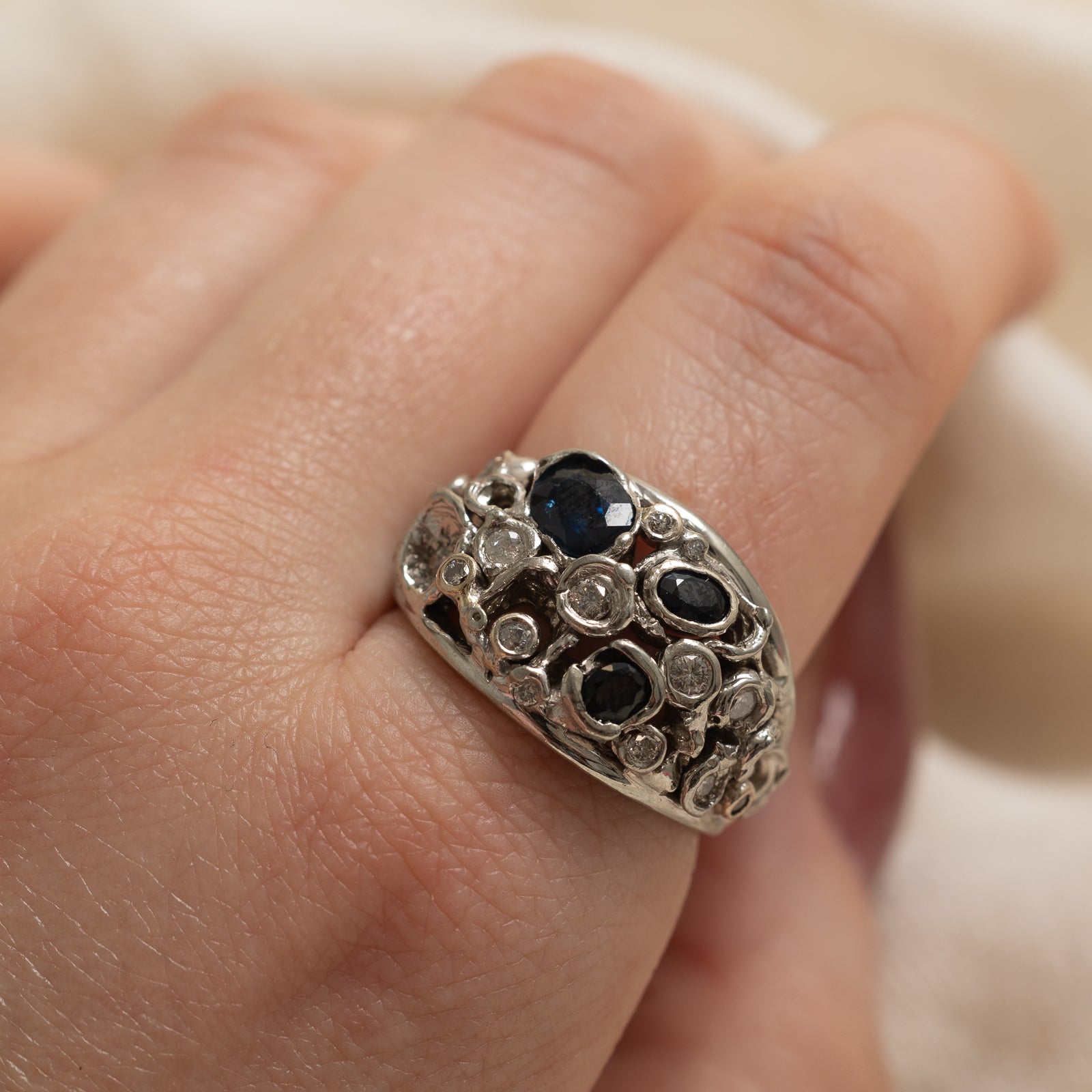 Sapphire & Diamond Cocktail Ring | 1.60ctw, 0.31ctw | SZ 9.75