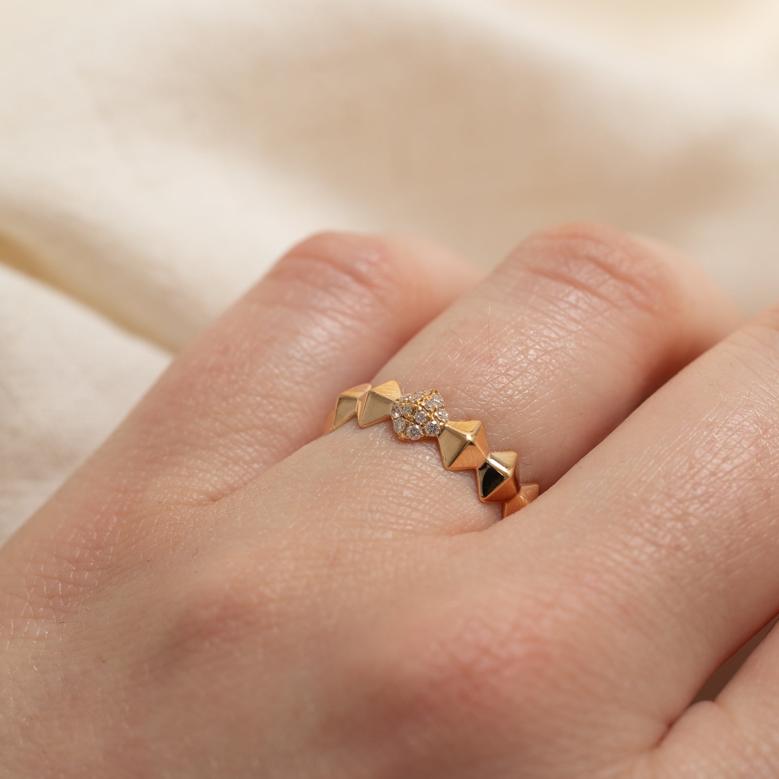 'Birks' Iconic Stackable Diamond Rock & Pearl Ring | 0.07ctw | SZ 6.25