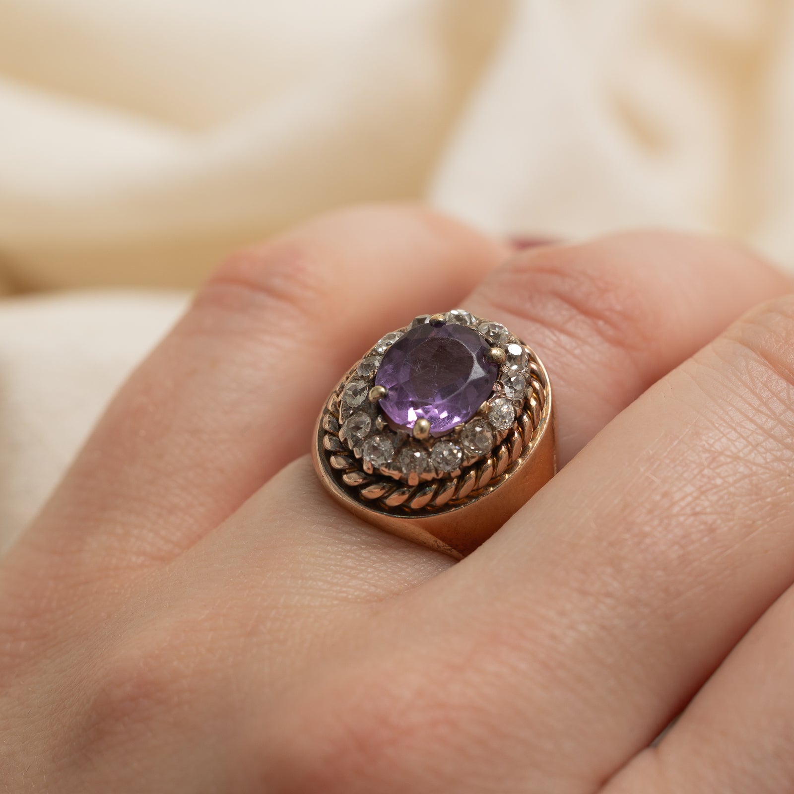 Amethyst & Diamond Cocktail Ring | 1.82ct, 0.77ctw | SZ 4.25