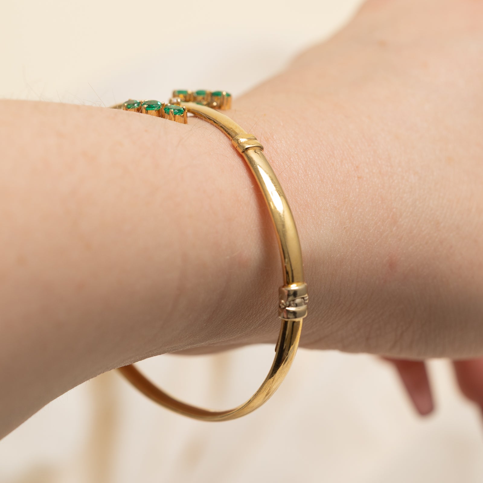 Italian Emerald & Diamond Bypass Bracelet | 0.60ctw, 0.02ctw | 7"