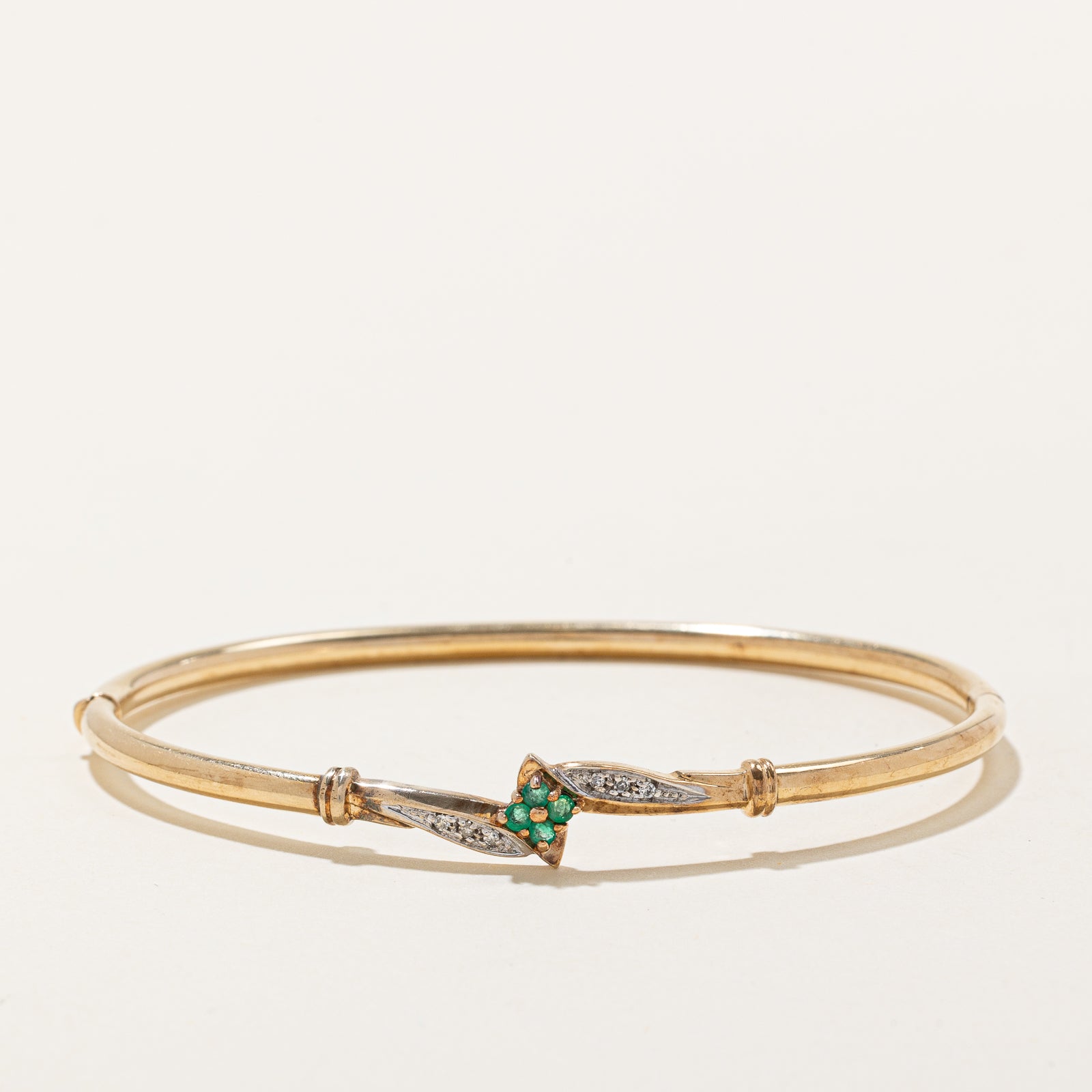 Emerald & Diamond Bangle | 0.08ctw, 0.03ctw | 7"