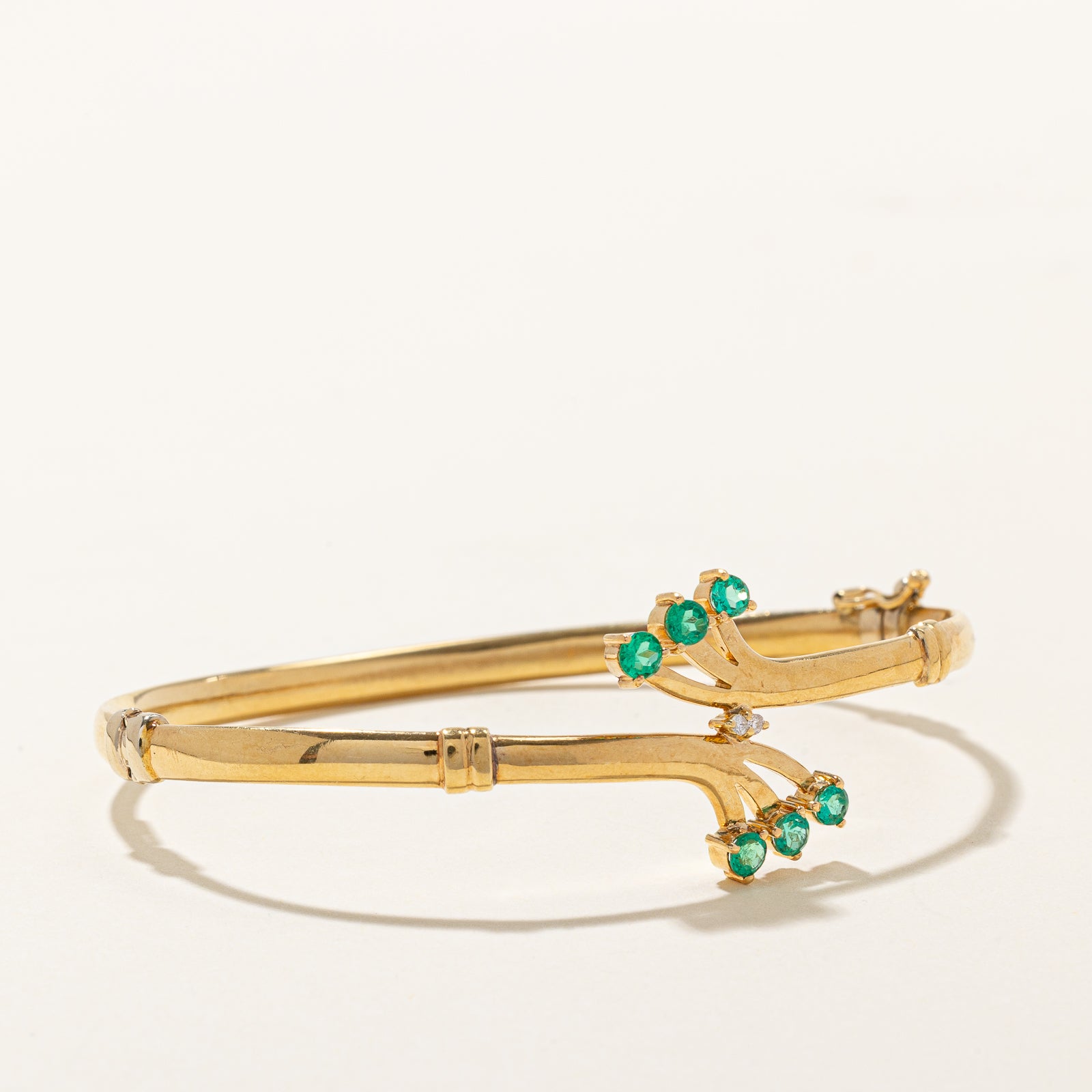 Italian Emerald & Diamond Bypass Bracelet | 0.60ctw, 0.02ctw | 7"