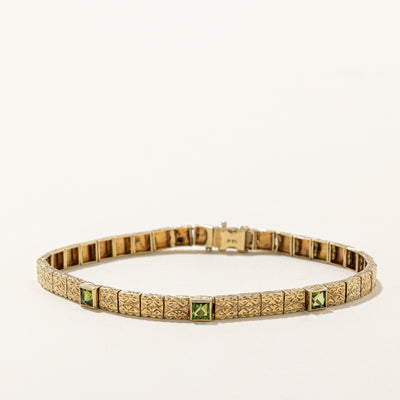 Peridot Engraved Gemstone Bracelet | 0.75ctw | 7