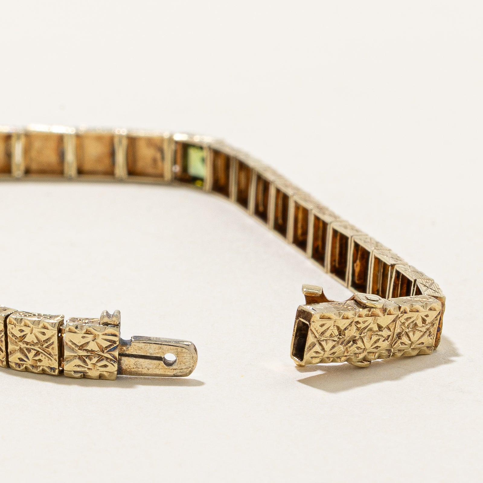 Peridot Engraved Gemstone Bracelet | 0.75ctw | 7"