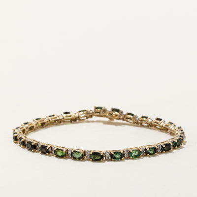 Tourmaline & Diamond Eternity Bracelet | 6.00ctw, 0.30ctw | 7