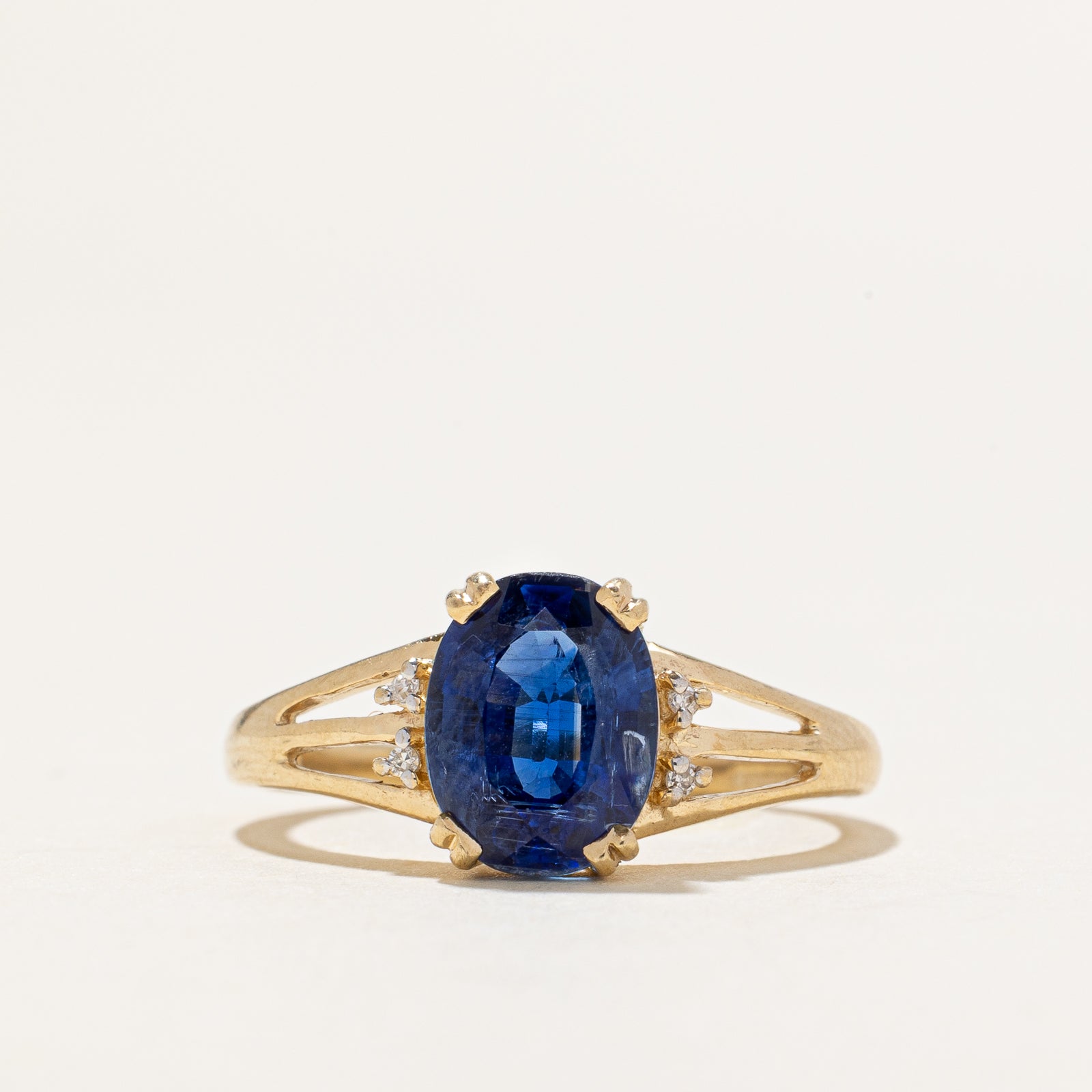 Birmingham Hallmarked Sapphire & Diamond Ring | 1.80ct, 0.01ctw | SZ 7