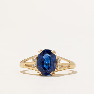 Birmingham Hallmarked Sapphire & Diamond Ring | 1.80ct, 0.01ctw | SZ 7
