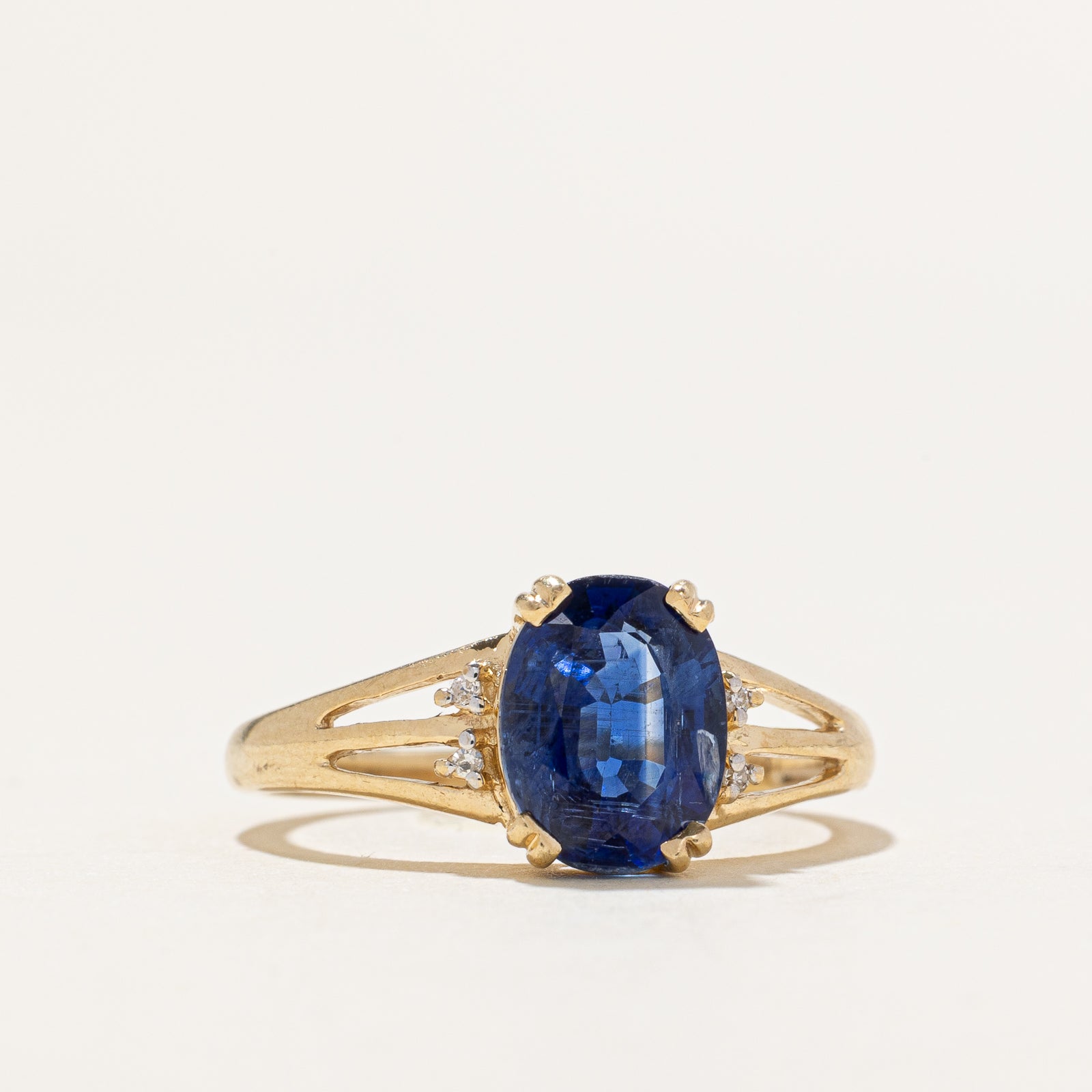 Birmingham Hallmarked Sapphire & Diamond Ring | 1.80ct, 0.01ctw | SZ 7