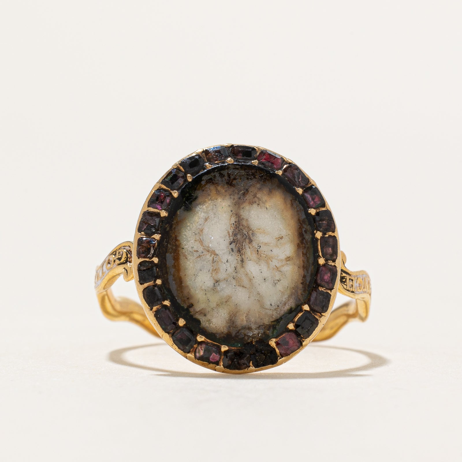Georgian Momento Mori Garnet & Glass Ring | 0.60ctw | SZ 7.75