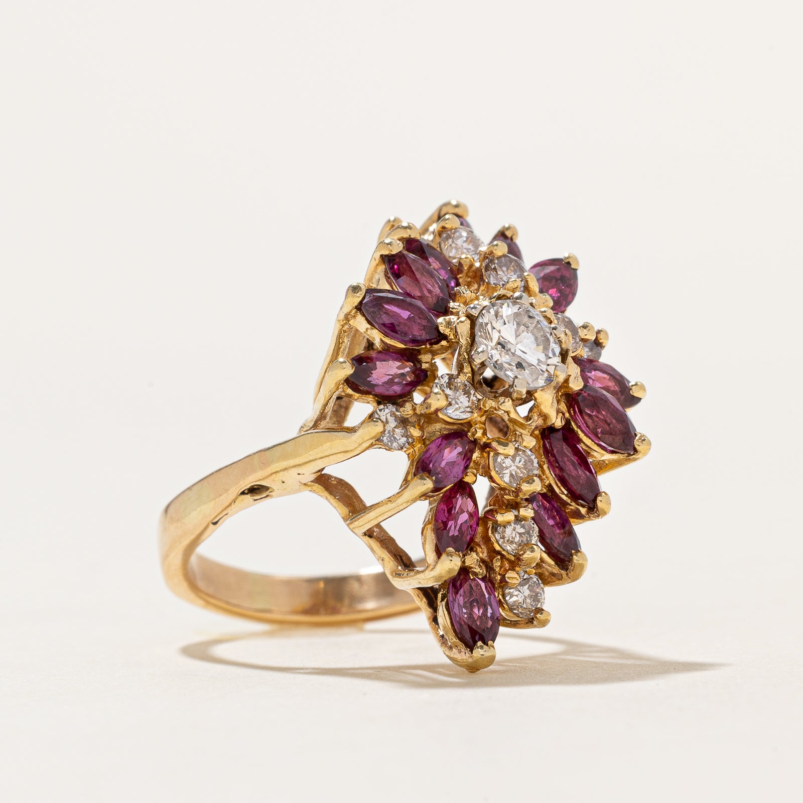 Ruby & Diamond Cocktail Ring | 2.10ctw, 1.02ctw | SZ 6