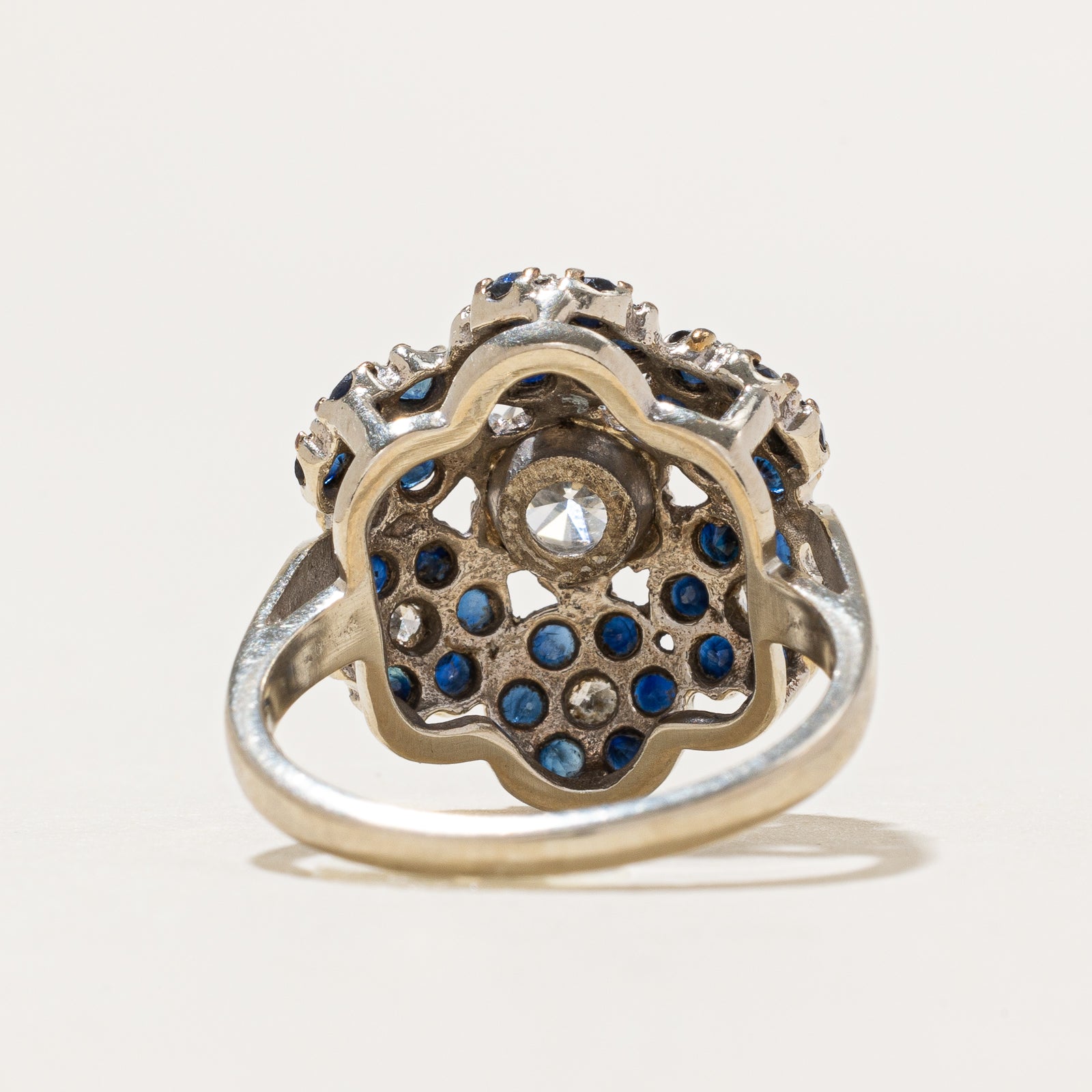 Diamond & Sapphire Floral Cocktail Ring | 0.83ctw, 0.75ctw | SZ 6.75
