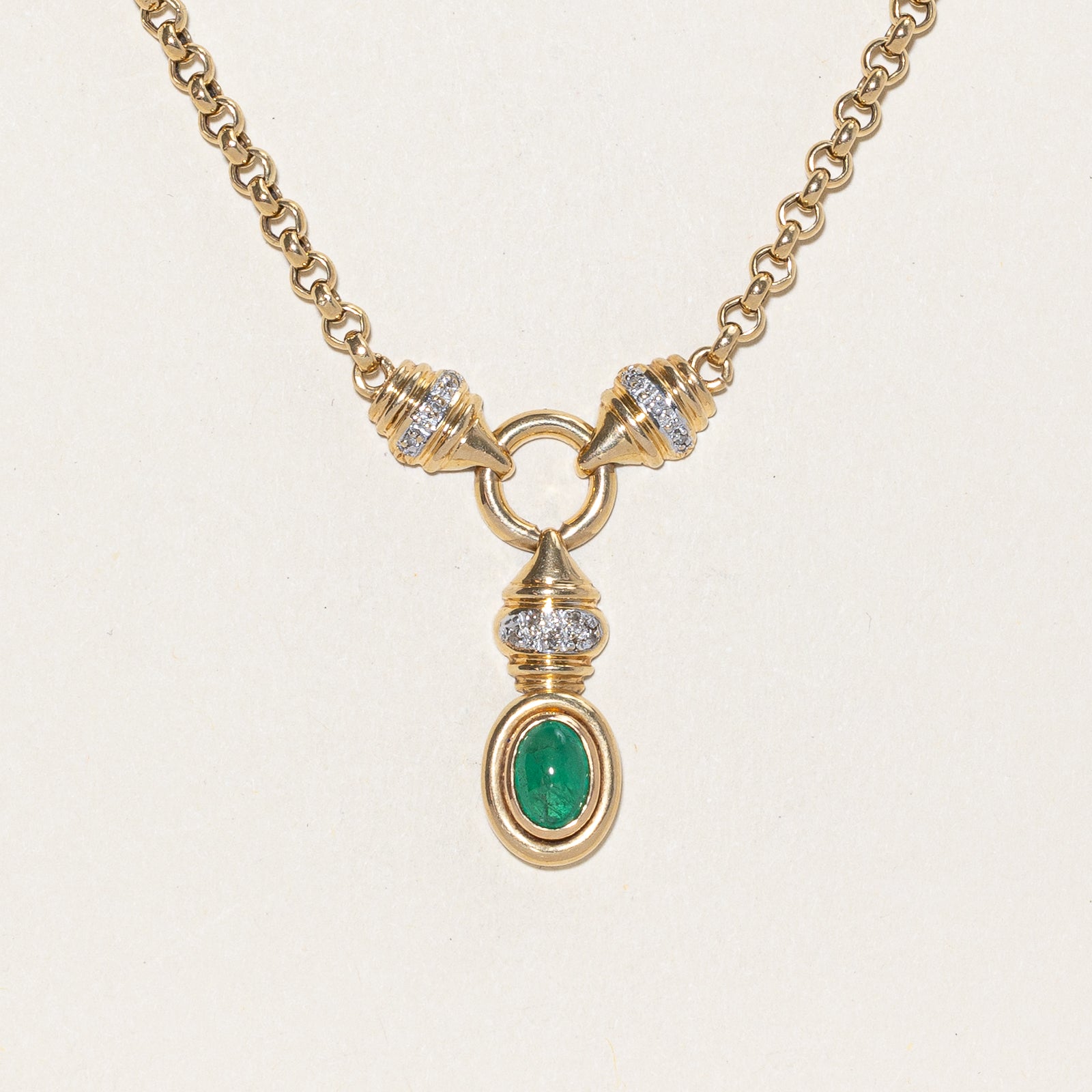 Bezel Set Emerald & Diamond Pendant Necklace | 1.00ct | 0.03ctw | 17"