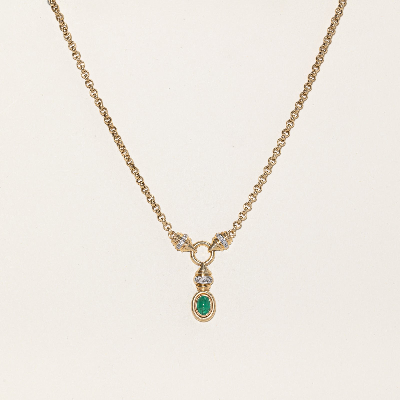Bezel Set Emerald & Diamond Pendant Necklace | 1.00ct | 0.03ctw | 17"
