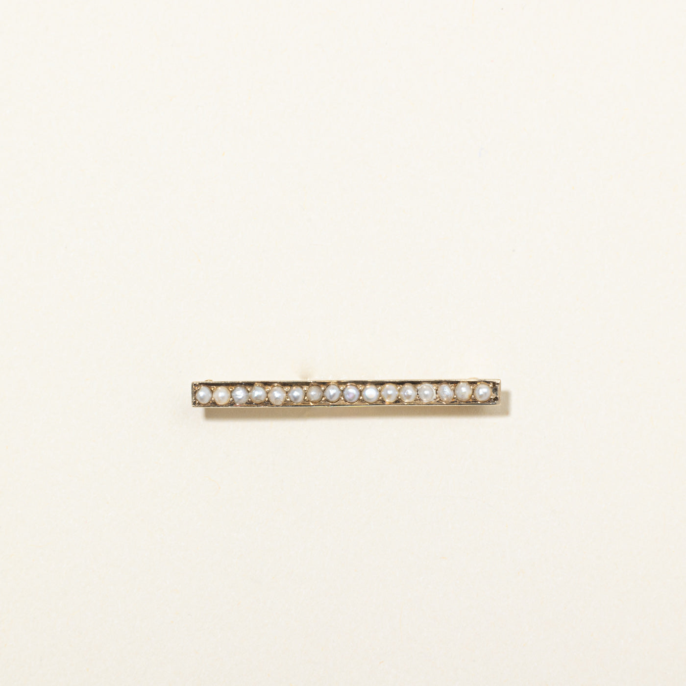 10K Seed Pearl Bar Brooch