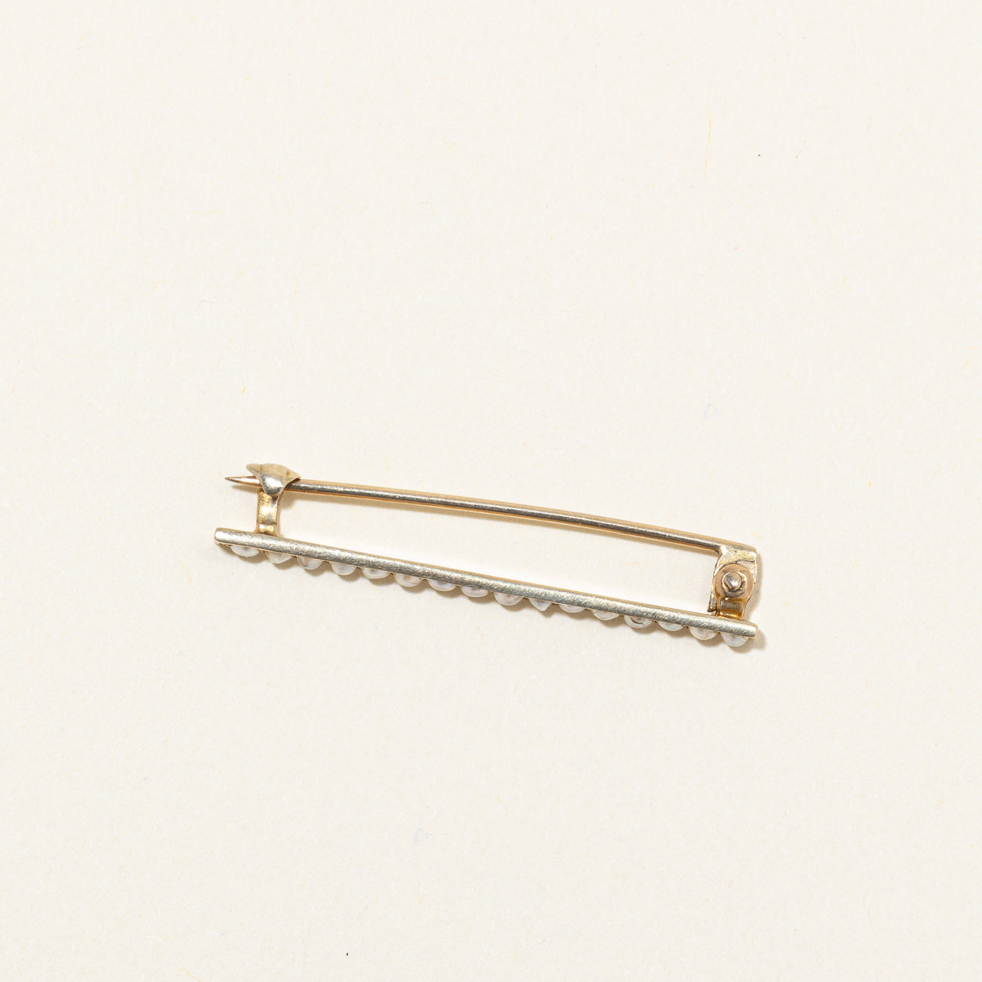 10K Seed Pearl Bar Brooch