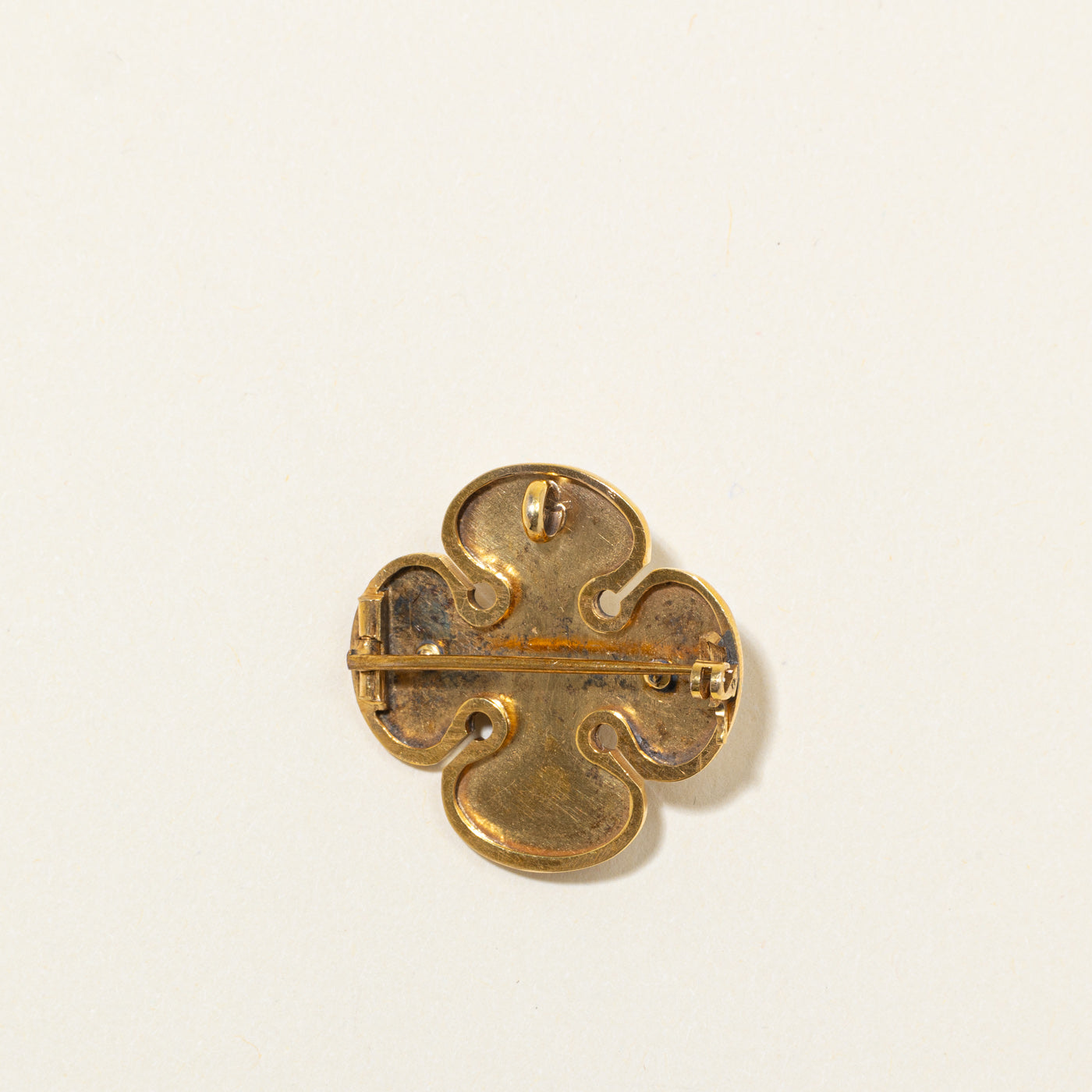 14K Ornate Black Enamel Brooch