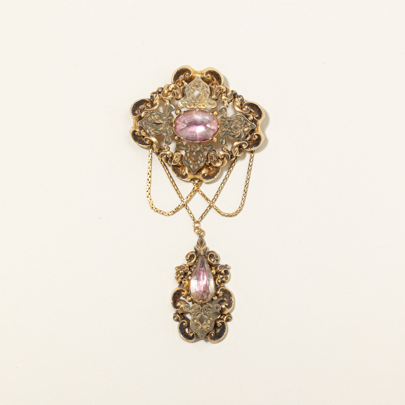 Victorian 14K Quartz Collar Brooch | 15.00ctw