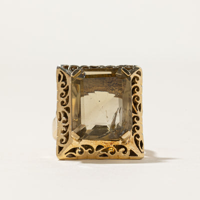 14K Emerald Cut Citrine Cocktail Ring | 8.00ct | SZ 5.75