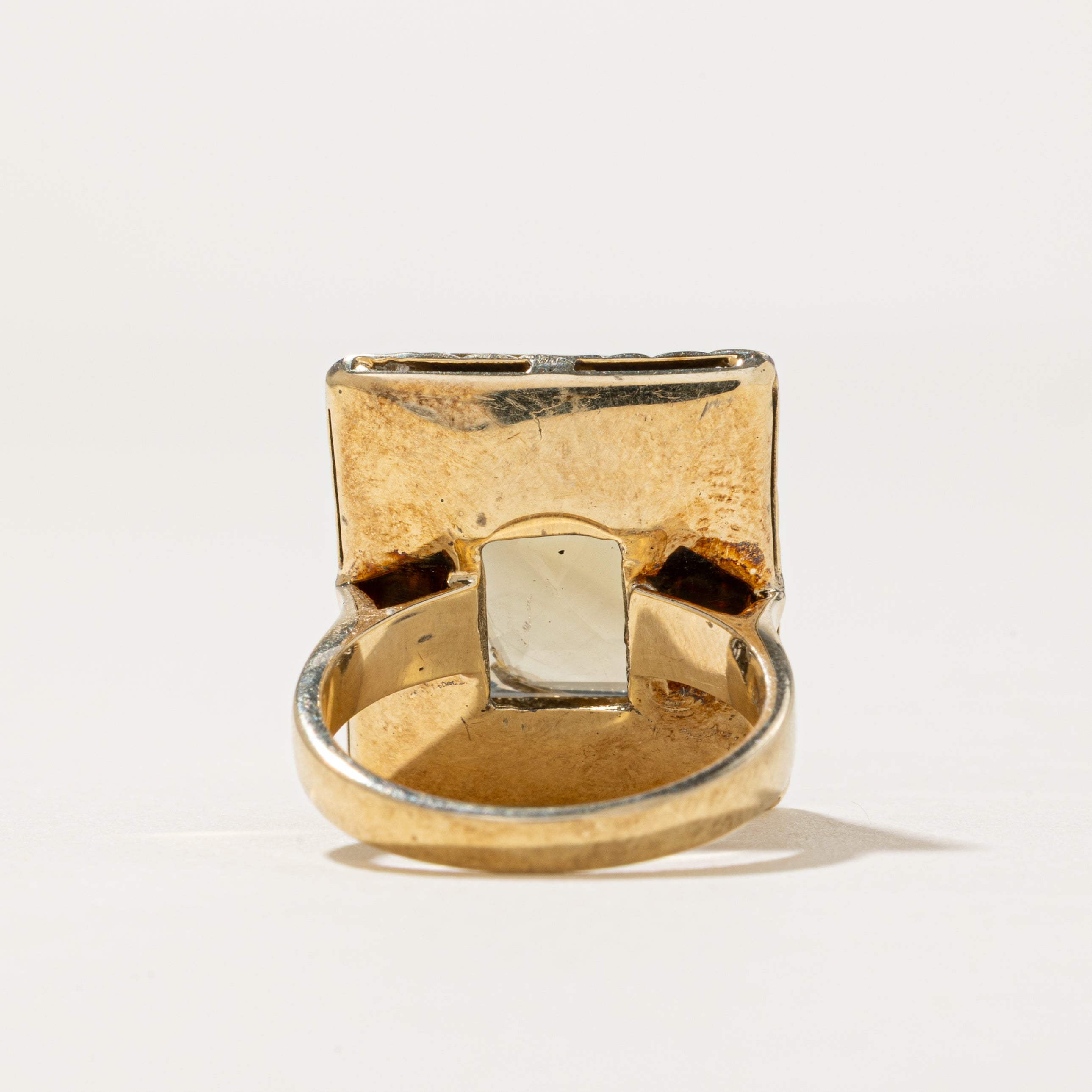 14K Emerald Cut Citrine Cocktail Ring | 8.00ct | SZ 5.75