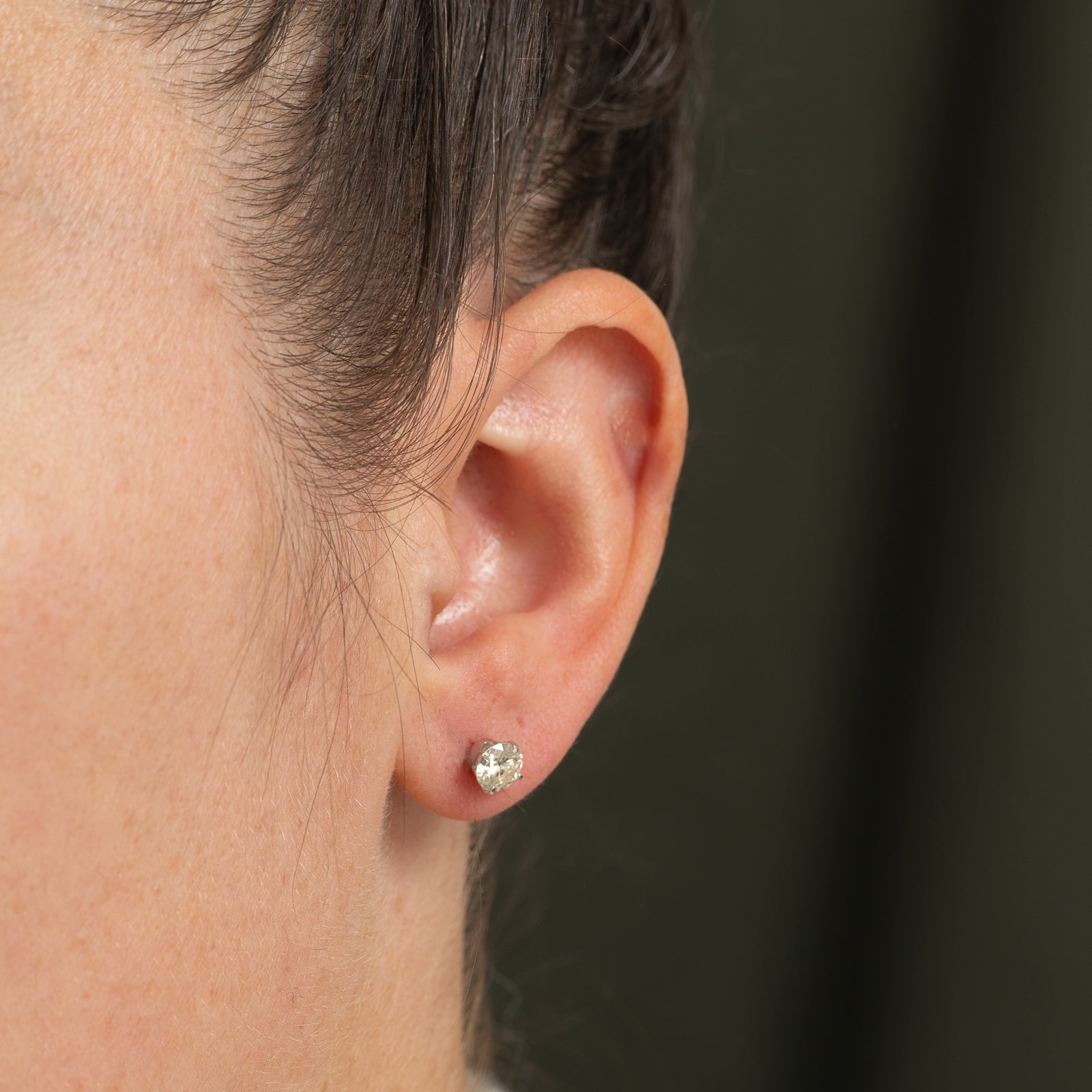 Solitaire Round Brilliant Diamond Stud Earrings | 1.20ctw SI1/SI2 L/M |