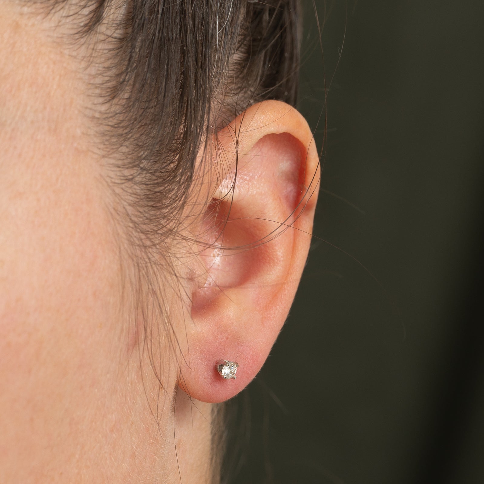 Solitaire Round Brilliant Diamond Stud Earrings | 0.30ctw