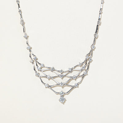 Diamond Encrusted Bib Necklace | 1.96ctw | 15.5