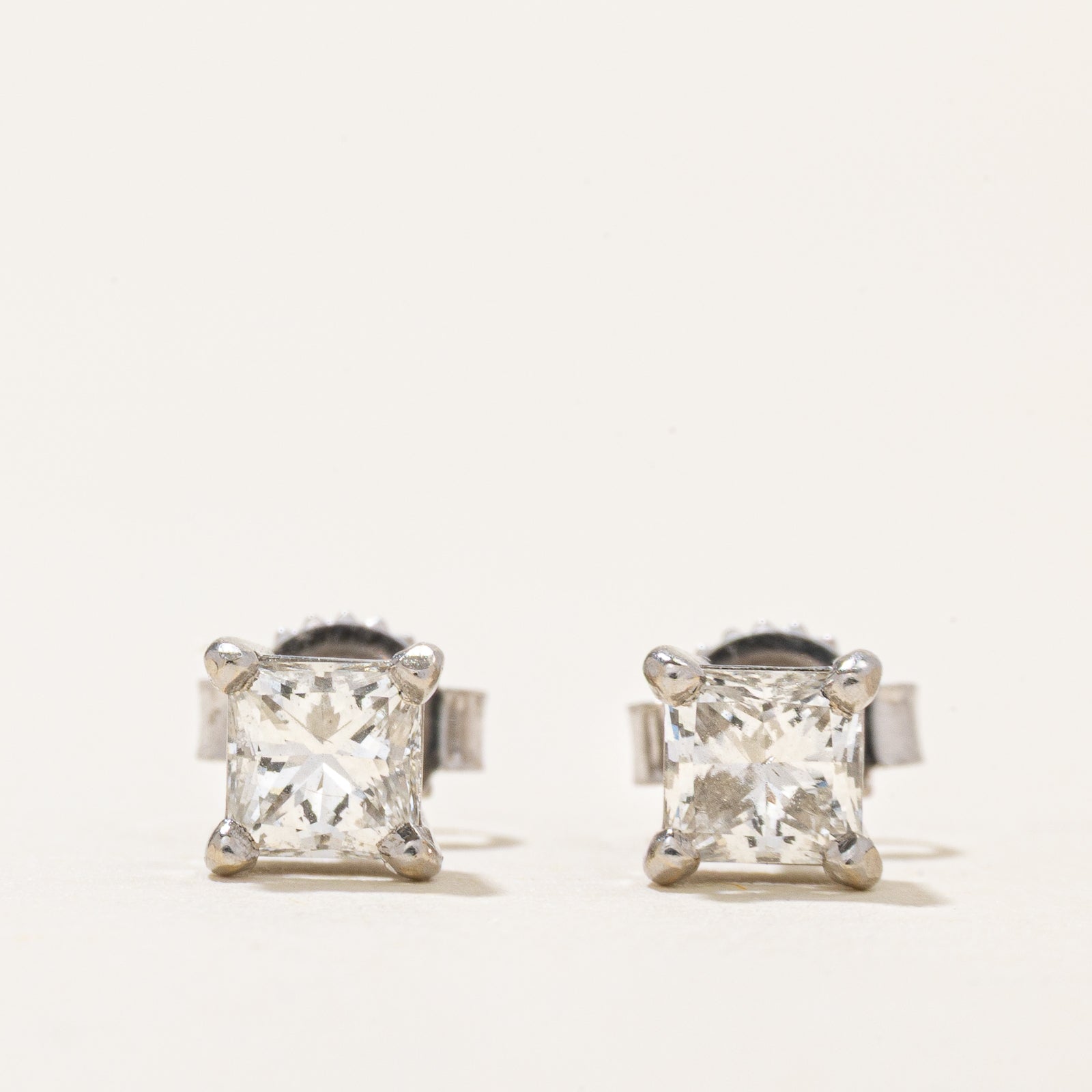 GIA Certified Princess Cut Diamond Stud Earrings | 0.64ctw SI1/SI2 G |