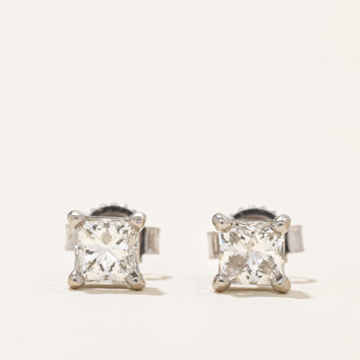 GIA Certified Princess Cut Diamond Stud Earrings | 0.64ctw SI1/SI2 G |